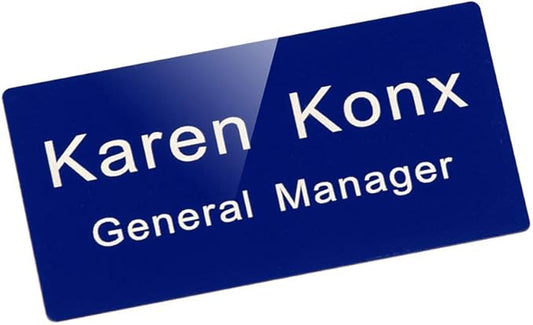 Custom Engraved Name Tag Badges – Personalized Identification ID Badge with Pin or Magnetic Backing (Bule/White, 1.5" x 3")