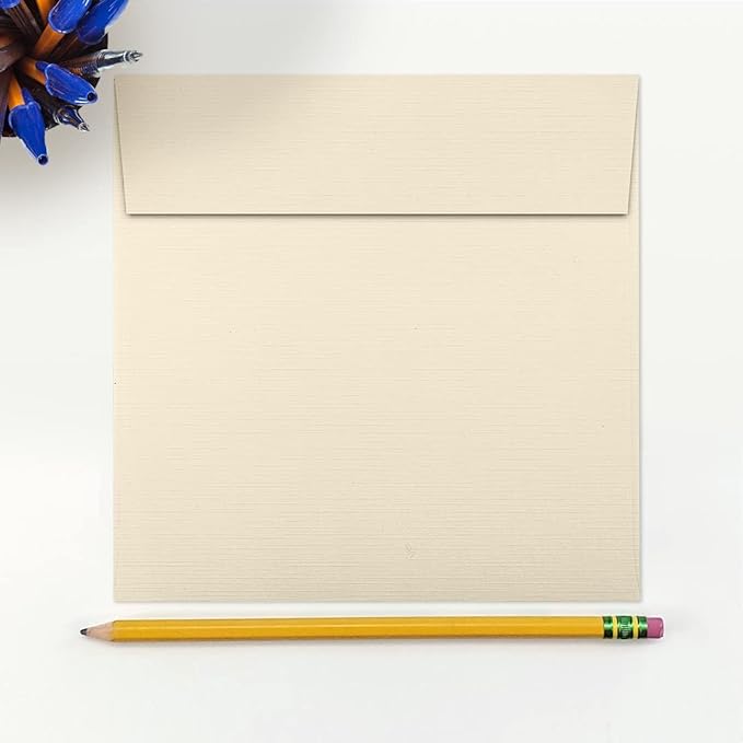 LUXPaper Square Invitation Envelopes | Peel & Press | 6 1/2" x 6 1/2" | Natural Linen | 80lb. Text | 50 Qty
