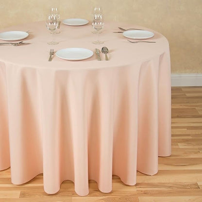 LTC LINENS 2 Pack 108 Inch Round Tablecloth Peach - Great for 48 Inch Round Table Floor Length - Wrinkle Resistant Polyester Fabric Cloth for Wedding, Party