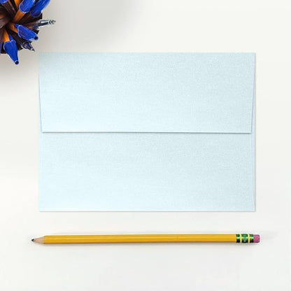 LUXPaper A7 Invitation Envelopes | Peel & Press | 5 1/4" x 7 1/4" | Aquamarine Metallic | 80lb. Text | 250 Qty