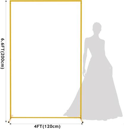 Asee'm 6.6FTx4FT Gold Wedding Arch Backdrop Stand Square Metal Rectangular Arch Frame for Ceremony Party Birthday Bridal Baby Shower Anniversary Arbor Balloon Decoration