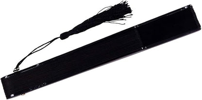 Amajiji 8.27"(21cm) Hand Held Bamboo Silk Folding Fan Hand Fan,Chinese/Japanese Charming Elegant Vintage Retro Style,Women Ladys Girls Best Gifts (Black-2)