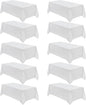 VidaFete Table Cloth 90 * 132inch 10pack Rectangle Tablecloth Polyester, Stain Wrinkle Resistant Polyester Dining Table Cover for Kitchen Dinning Party Wedding Rectangular Tabletop Decoration(White)