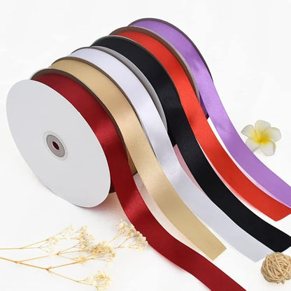 TONIFUL 1 Inch x 100yds White Satin Ribbon, Thin Solid Color Satin Ribbon for Gift Wrapping,Halloween, Hair Bows Making, Wedding Party Decoration, Sewing, Invitation Cards, Floral Bouquets, Christmas