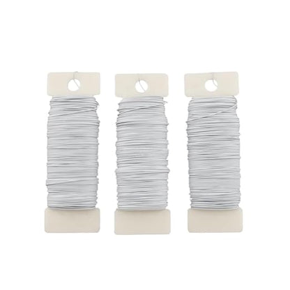 HAHIYO 22Gauge White 3Roll Total 115Yards(345Feet) Metal Floral Wire Flexible Paddle Wire for Crafts Christmas Wreaths Tree Flower Arrangement Bouquet Wrapping Wedding DIY