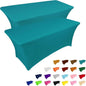 IVAPUPU 2 Pack 6FT Table Cloth for Rectangular Fitted Events Stretch Lake Blue Table Covers Washable Cover Spandex Tablecloth Protector for Party, Wedding, Cocktail, Banquet, Festival
