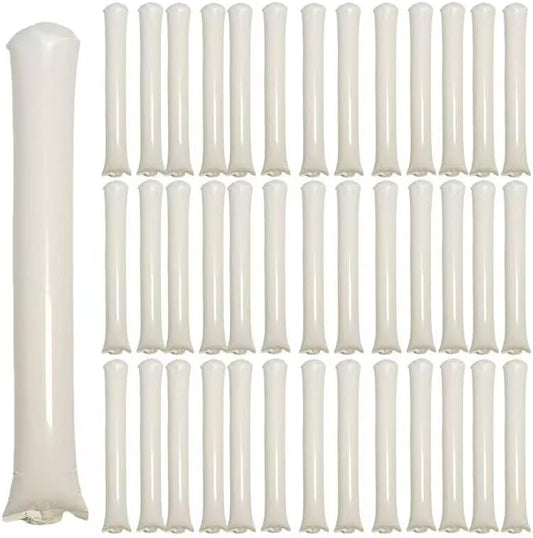 40pcs Round headTeam Spirit Boom Sticks Thunder Sticks Cheering Sticks Team Spirit Plastic Cheerleading Spirit Stick Clapper Inflatable Noise Maker Sports Supply (White)