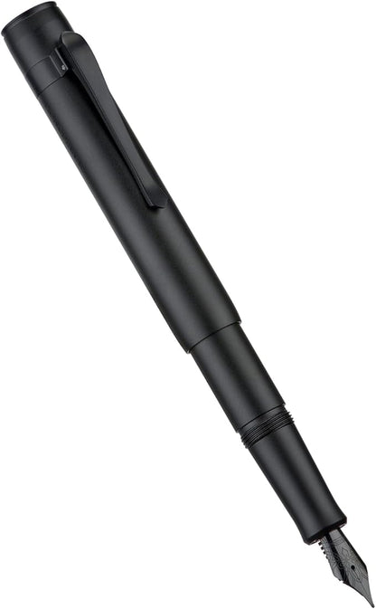Hongdian M2 Black Forest Mini Fountain Pen, Medium Soft Nib & Sleek Shape Aluminium Short Pocket Travel Pen (Matte Black)