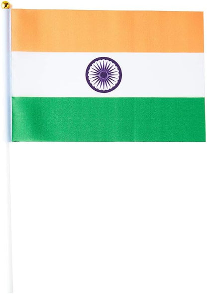 India Flag Indian Flag, Small Mini Handheld India Flags on Stick, Ideal for Party Parades Sports Events Patriotic Festival Decorations