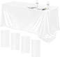 TURSTIN 4 Packs Satin Tablecloth 102 x 58 Inch Overlay Satin Table Cover Rectangle Bright Silk Tablecloth Smooth Fabric Table Decoration for Wedding Banquet Party Events, White