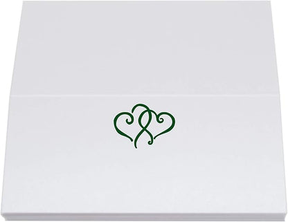 Linked Hearts Place Cards, Hunter Green (Choose Color), Set of 150, Pre-cut and Scored - Wedding, Party, Dinner, and Special Events - Made in the USA