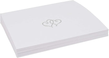 Linked Hearts Place Cards, Silver (Choose Color), Set of 150, Pre-cut and Scored - Wedding, Party, Dinner, and Special Events - Made in the USA