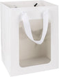 MOXARYSU 3 Pcs White Gift Bags with Clear Window: 9.8x5.1x7.1 Inch Medium Kraft Paper Bags with Handle For Party Business Birthday Wedding (White,3p)