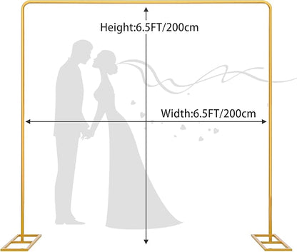 Wedding Arch Backdrop Stand Square 6.5FT Heavy Duty Metal Frame, Balloon Arch Stand Adjustable Photo Booth Decor for Baby Showers, Halloween Parties, Birthdays, Anniversaries