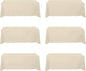 BRILLMAX 6 Pack Beige Tablecloths for 8 Foot Rectangle Tables 90 x 156 Inch - 8ft Rectangular Bulk Linen Polyester Fabric Washable Cloth Cover for Wedding Reception Banquet Birthday Party