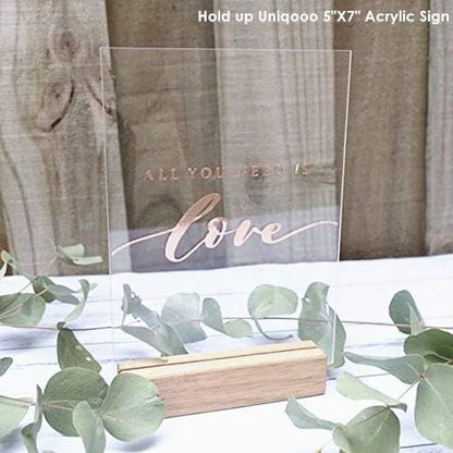 UNIQOOO 20 Pack Modern Sign Holders for Acrylic | Wood Table Number Display Stands | Place Card Holder, Photo Stand, Perfect for Retail Shop, Cafe Bar, Wedding Dinner Party and Events Decoration