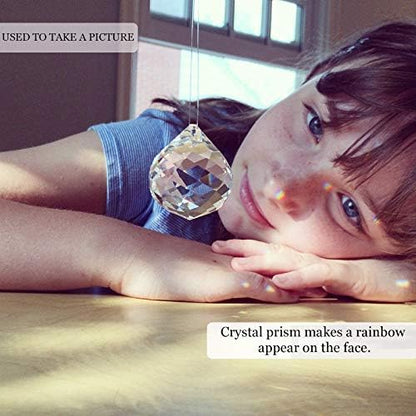 MerryNine 2 Pack Crystal Ball Prism Sun Shine Catcher Rainbow Pendants Maker, Hanging Crystals Prisms for Windows, for Feng Shui, for Gift (Clear) (40mm/1.57")