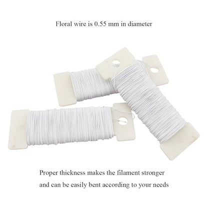 HAHIYO 26Gauge White Metal Floral Wire - 3 Rolls, 115 Yards (345 Feet) - Flexible Paddle Wire for Crafts, Christmas Wreaths, Tree & Flower Arrangement