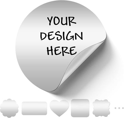 Custom Logo Stickers for Business, Personalised Logo Labels - Any Shape, Waterproof, Glossy (Silver Matte)