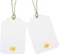 100 Pcs Blank Gift Tags with String Gold Foil Maple Leaf Fall Large Gift Tags with 65 Ft Jute Twine White Paper Cute Tags for Fall Autumn Thanksgiving Harvest Party Gift Wrap Tags