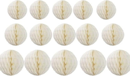 15pcs Honeycomb Balls Decorations 4'' 6'' 8'' Party Honeycomb Ball Flower Tissue Pom Poms Flower Ball Hanging Flower Balls for Baby Shower Birthday Wedding Nursery Decor(4'' 8'' 10'' Beige)