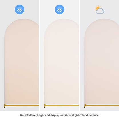 SoarDream Arch Backdrop Cover Beige Spandex Fitted 5FT Wedding Arch Covers Balloon Round Top Chiara Arch Backdrop Fabric for Bridal Shower Wedding Birthday Party Stage Decoations