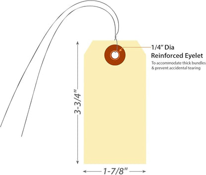 SmartSign Blank Manila Shipping Tags with Wire, Size #3 | PreWired, 13pt Cardstock Tags, 3 3/4" x 1 7/8", Pack of 100