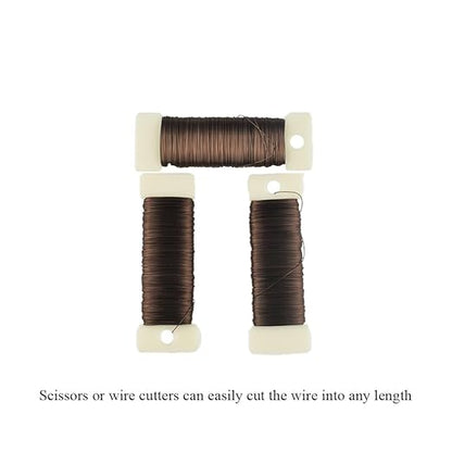 HAHIYO 26Gauge Coffee Color Metal Floral Wire - 3 Rolls, 115 Yards (345 Feet) - Flexible Paddle Wire for Craft, Christmas Wreath, Flower Arrangement, Bouquet Wrapping, Wedding, DIY