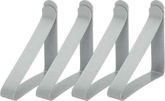 uxcell 4 Pack Tablecloth Clips, Stainless Steel Table Cloth Cover Clamps, 2.56" x 2.68" Windproof Holder Clips for Home Party Picnic Wedding Camping Dining Tables, Gray