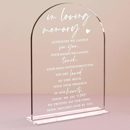 Wedding Memorial Sign Rustic Wedding Clear Acrylic Gift Table Sign for Ceremony and Reception, Acrylic Memorial Signs Gifts for Marriage Reception Signs