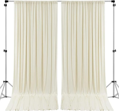 AK TRADING CO. 10 feet x 10 feet IFR Polyester Backdrop Drapes Curtains Panels with 4" Rod Pockets (Rod Not Included) - Wedding Ceremony Party Home Window Decorations - Ivory