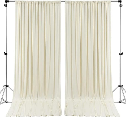 AK TRADING CO. 10 feet x 10 feet IFR Polyester Backdrop Drapes Curtains Panels with 4" Rod Pockets (Rod Not Included) - Wedding Ceremony Party Home Window Decorations - Ivory