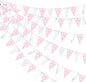 30 Ft Silver Pink Polka Dot Pennant Banner Blush Paper Circle Dot Triangle Flags Bunting Garland for Baby Shower Bridal Shower Wedding Bachelorette Christmas Holiday Girls Birthday Party Decorations