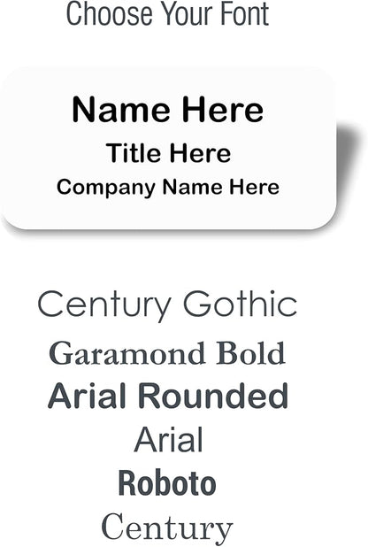 Custom Name Tag - Personalized Name Badge with Magnet Backing - Choose Your Size and Color (White Metal 3"x1.5" - No Logo)