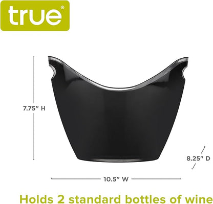 True Modern Wine & Champagne Bucket | Black Ice Beverage Tub - Indoor & Outdoor Great for Parties - 2 Bottles Capacity Champagne & Wine Chiller - 10.5" x 8.25" x 7.75"