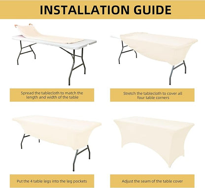 2-Pack 6ft Spandex Table Covers for Rectangle Standard Folding Tables - Wrinkle Resistant Stretch Tablecloths - Ultimate Fitted Table Protector for Parties, Trade Shows, Banquet