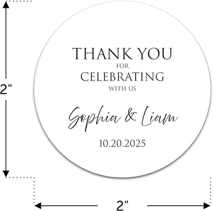 Personalized Wedding Stickers - Custom Wedding Envelope Seals for Invitations, Thank You Cards, and Save The Date (50-1000 Stickers) (Classic Celebration)