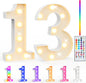 Pooqla 13th Birthday Decorations for Girls Boys, 35 Colors LED Light Up Numbers with Remote, Multicolor Marquee Numbers 13 Sign for Party Wedding Anniversary Decor 13th Birthday Gift, Number 13