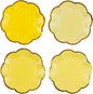 48Pcs Yellow Scalloped Party Plates - 7inch Gold Foil Gradient Yellow Dessert Paper Plate Disposable Cake Plates for Birthday Bridal Baby Shower Wedding Party Decorative Supplies