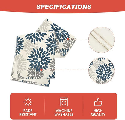 Artoid Mode Dahlia Aqua Floral Pinnata Flower Summer Table Runner, Seasonal Winter Holiday Kitchen Dining Table Decoration for Home Party Decor 13x72 Inch