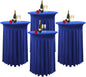 Albassa 4 Pack Cocktail Table Covers 32"x 43" Spandex Stretch Round Cocktail Tablecloths with Wavy Drapes Fitted High Top Bar Table Skirt for Wedding Party Banquet (Royal Blue, 4 PCS)