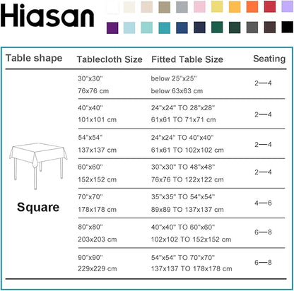 Hiasan Dusty Rose Square Tablecloth - Waterproof and Spillproof Washable Fabric Table Cloth for Dining Room Kitchen, 60 x 60 Inch