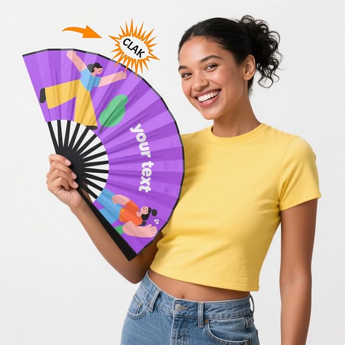 Custom Fans with Your Photo/Text - Personalized Folding Hand Fan for Line Dancing, Weddings, Parties | Decorative Gift for Women, Church Events & Dance Performances (80, 10 Inch)