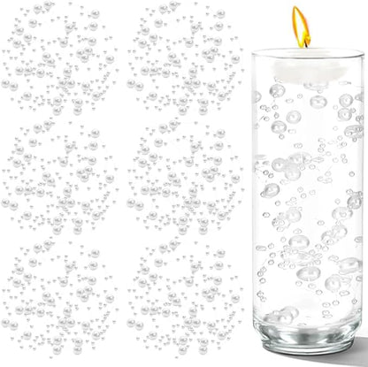 50 PCS Artificial Floating Beads for Centerpieces Vases, White 8+3mm String Beads for Wedding Party Faux Pearl String for Decorating, String Pearls for Crafts Vase Filler