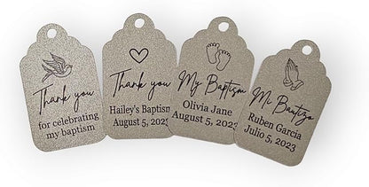 Mi Bautizo Baptism Christening Personalized Thank You Tags 20 pcs - More Colors Available (blue shimmer)