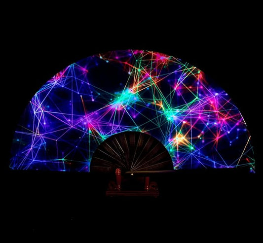 Amajiji Rave Folding Hand Fan Popping Fans for Line Dancing, Large Clacking Fans Clap Fan for Boots On The Ground Dance,Party,Decoration,Festival (Starry Sky)