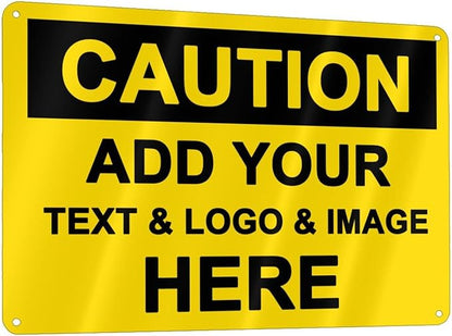 Custom Caution Signs Outdoor Metal - 12 x 8 Personalized Aluminum Warning Signs Rust-Proof Beware of Dog Sign Safety Signs for Home Business