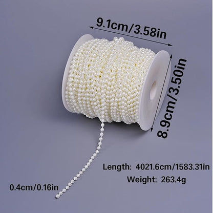 44 Yards/131 Feet Pearl Garland Craft String Pearls, Faux Pearl for Wedding Party Decoration, Christmas Tree Decorations and DIY Crafts (Ivory, 4 mm 131 Feet)