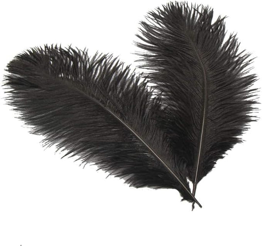 Sowder 14-16inch(35-40cm) Ostrich Feathers Plume for Wedding Centerpieces Home Decoration Pack of 10pcs(Black)
