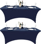 2-Pack 6ft Spandex Table Covers for Rectangle Standard Folding Tables - Wrinkle Resistant Stretch Tablecloths - Ultimate Fitted Table Protector for Parties, Trade Shows, Banquet